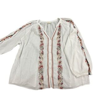 Matilda Jane Good Hart Boho Chic Embroidered Blouse in White